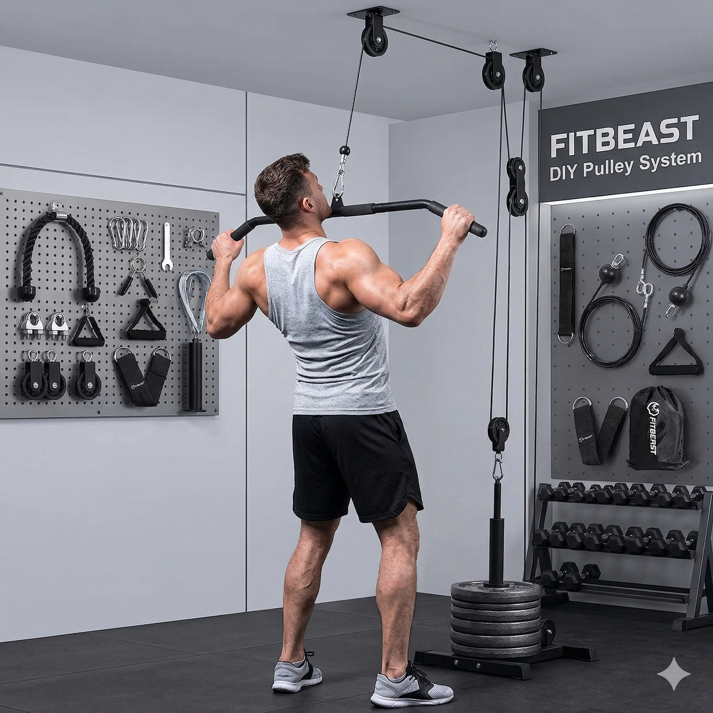 "Poleas para Bíceps, Espalda y Hombros en Casa | Sistema FitBeast Mydra Gym"